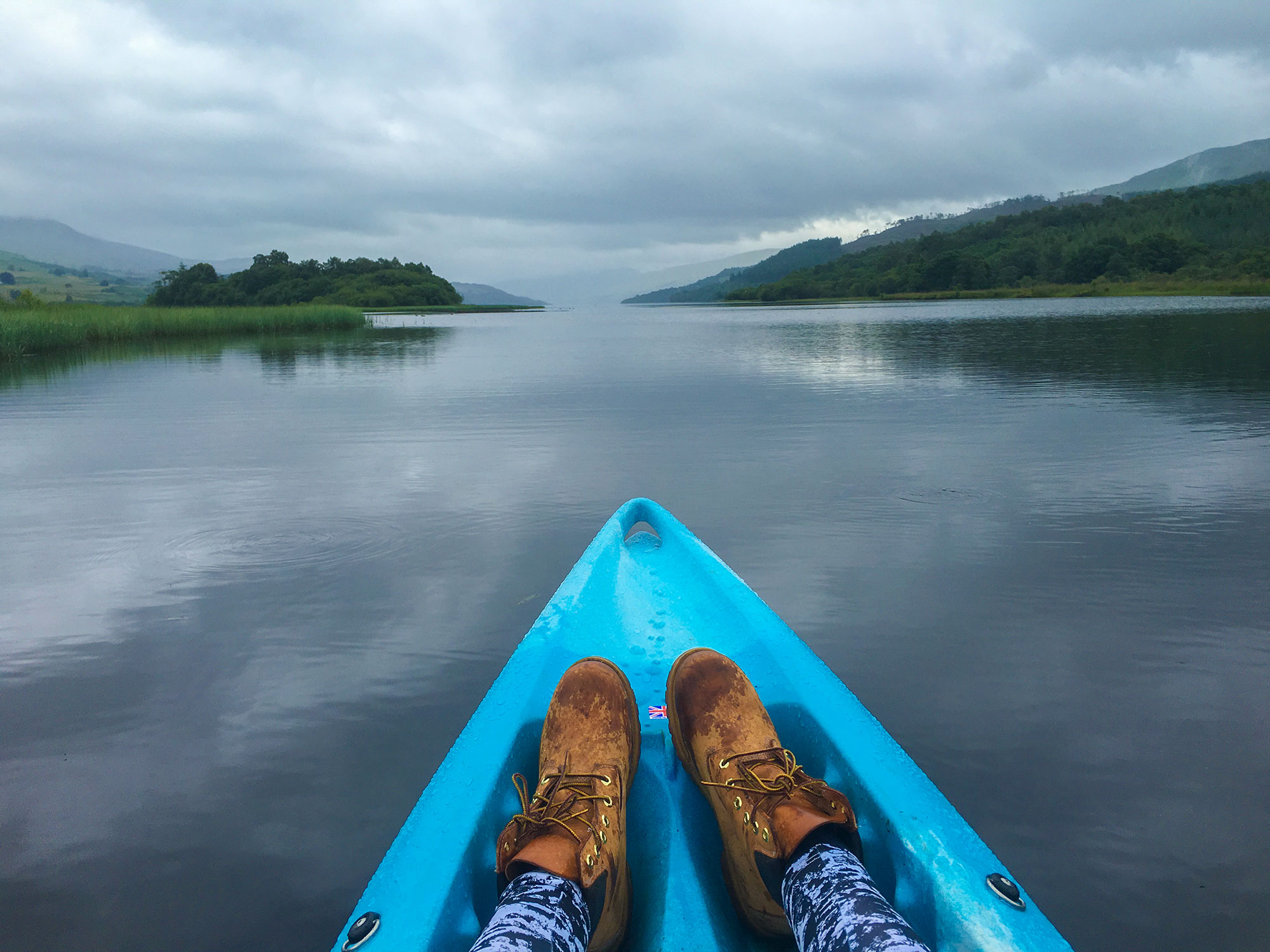Kayaking Down River to Lock Tay in Killin, Scotland