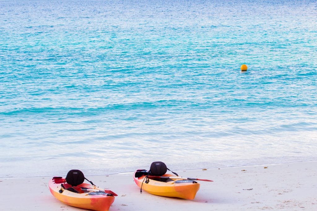 Kayaks on the beach