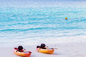 Kayaks on the beach