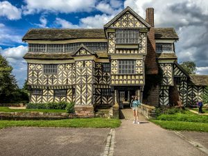 Ella outside Little Moreton Hall, Congleton, UK