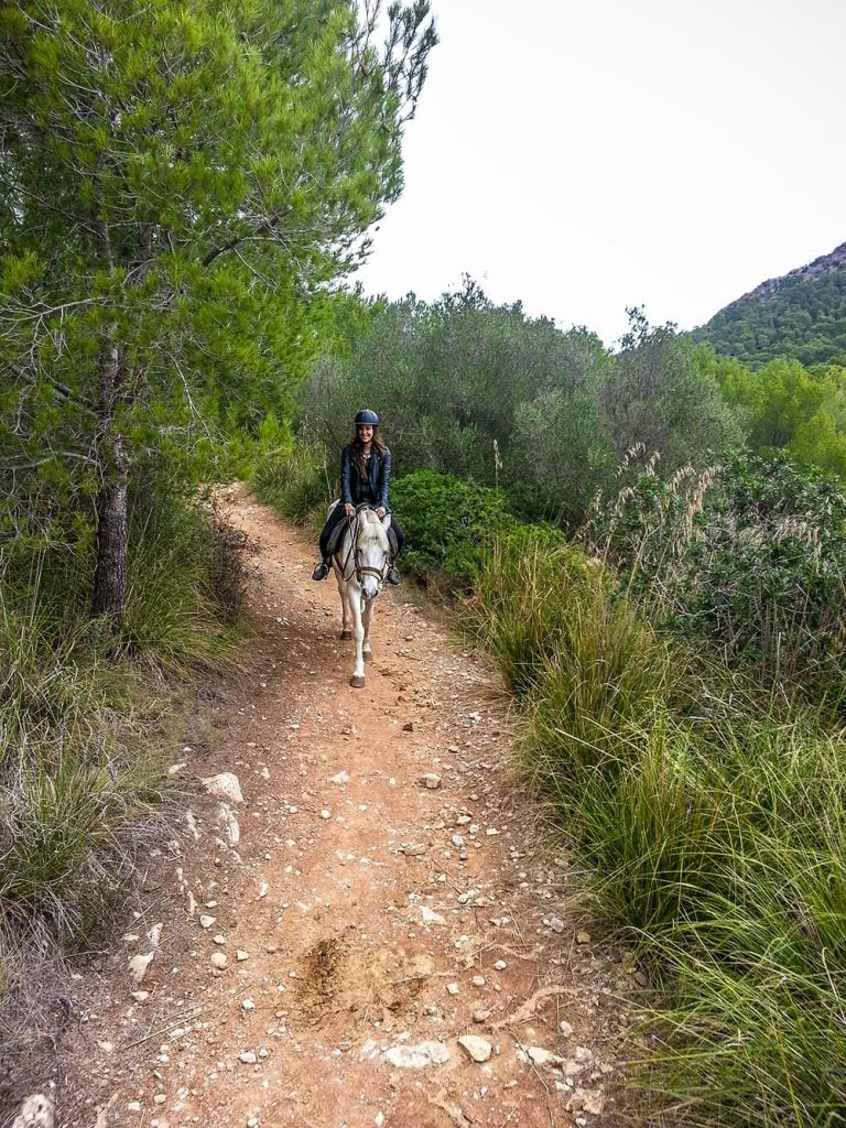 Ella on horse in Alcudia in Mallorca