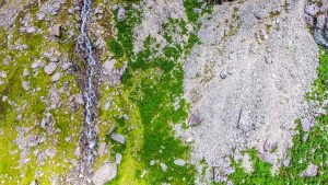 Waterfall flowing down a mountain in Snowdonia National Park, Wales