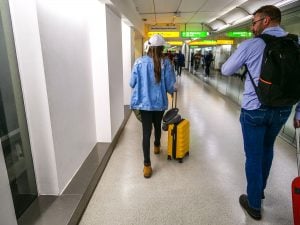 Ella travelling in Heathrow Airport, London