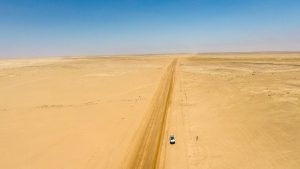 Drone view of Namib Desert self-drive road-trip in Namibia, Africa