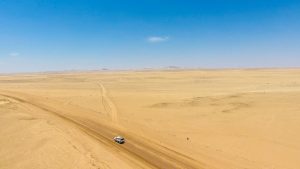Drone view of Namib Desert self-drive road-trip in Namibia, Africa