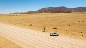 Drone view of Namib Desert self-drive road-trip in Namibia, Africa