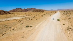 Drone view of Namib Desert self-drive road-trip in Namibia, Africa
