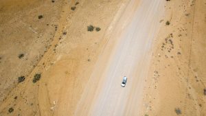 Drone view of Namib Desert self-drive road-trip in Namibia, Africa
