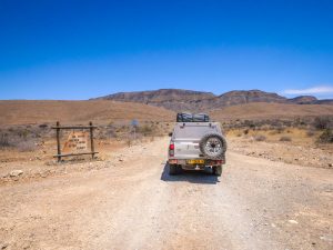 Toyota Hilux 4x4 self-drive with rooftop tent in Namib-Naukluft Mountain Zebra Park, Namibia, Africa