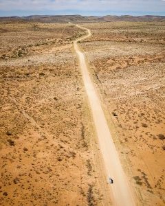 Drone view of Namib Desert self-drive road-trip in Namibia, Africa