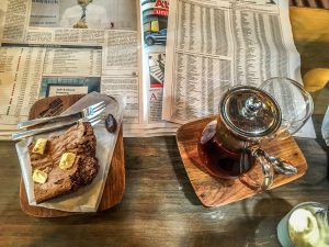 Tea and brownies at a cafe in Windhoek, Namibia, Africa