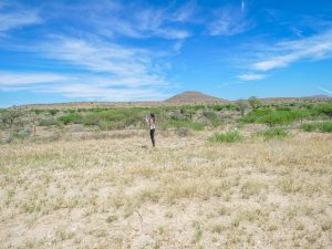 Ella with drone in Namibia, Africa
