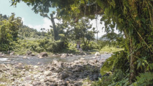 Ella McKendrick on zipline to Banana Lama Eco-Villas in Rosalie, Dominica