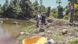 Zipline in the forest in Dominica, the Caribbean