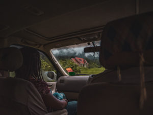 Driving through rainforest in Dominica