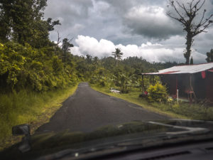 Driving through rainforest in Rosalie, Dominica
