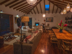Living and Kitchen area at Banana Lama Eco-Villas in Rosalie, Dominica