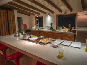 Living and Kitchen area at Banana Lama Eco-Villas in Rosalie, Dominica