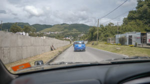 Driving through Roseau city in Dominica, the Caribbean