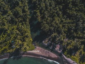 Drone view of Hodges Beach, Calibishie, Dominica