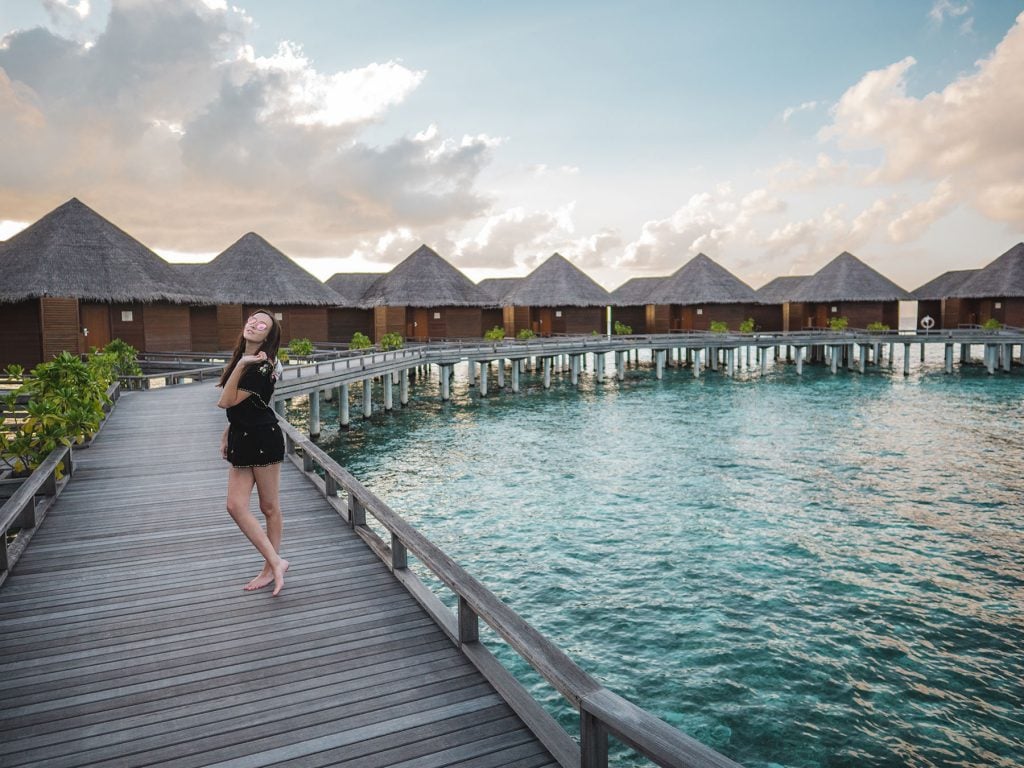 Ella McKendrick in Maldives over water bungalow