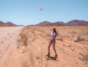 Ella McKendrick in Namibia Desert with Drone