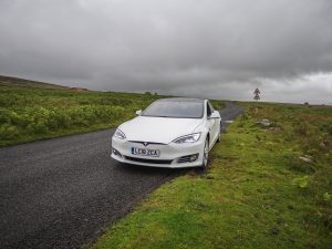 Tesla Model S in the Lake District on Route to Scotland