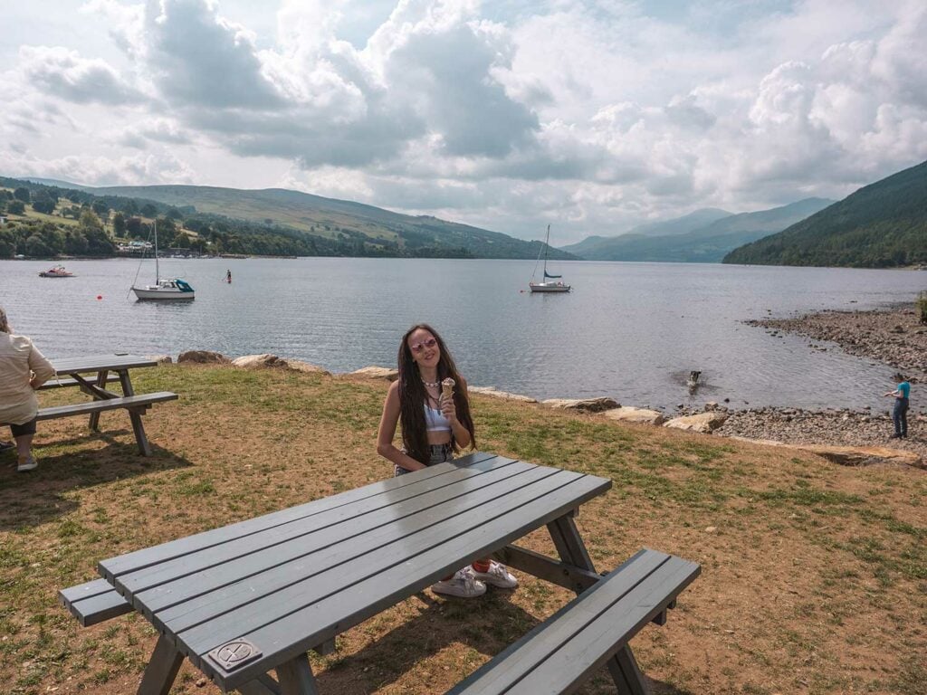 Ella McKendrick with an Icecream in Kenmore Village by Loch Tay, Scotland