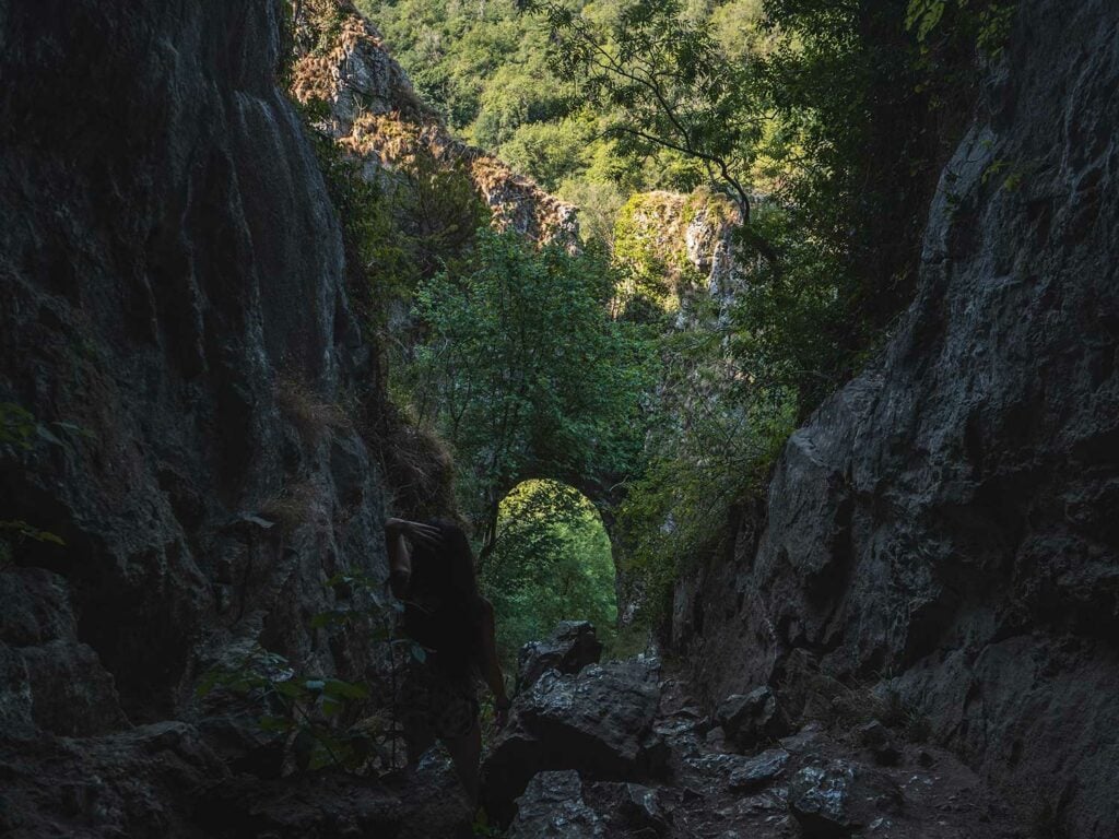 The view from Reynard&rsquo;s Cave, in Dovedale Valley, Peak District