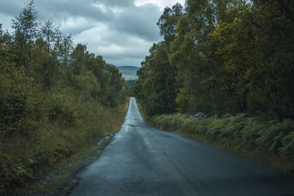 The road to the Falls of Bruar in Perthshire, Scotland