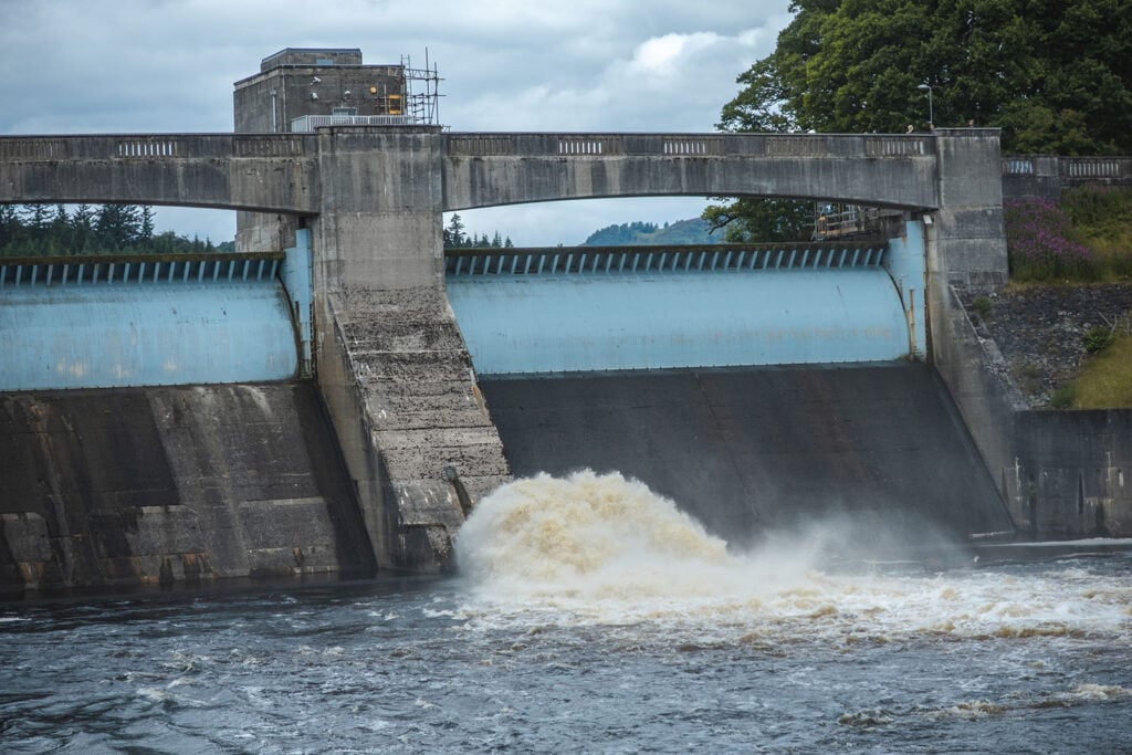 Pitlochry Dam on the River Tummel in Perthshire, Scotland