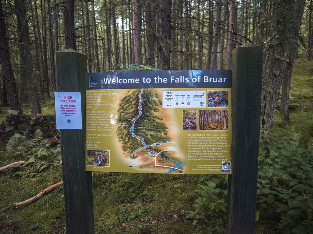 Map of the Falls of Bruar in Perthshire, Scotland