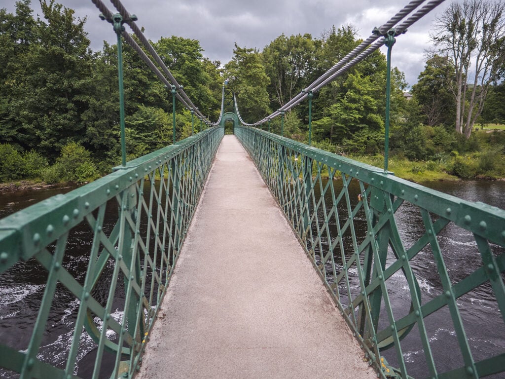 Tummel Suspension Bridge over River Tummel in Pitlochry, Perthshire, Scotland