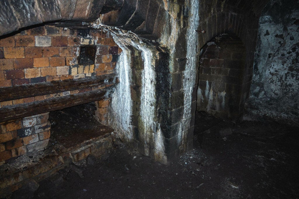 The ‘eyes’ at the bottom of the kiln where the quicklime was removed