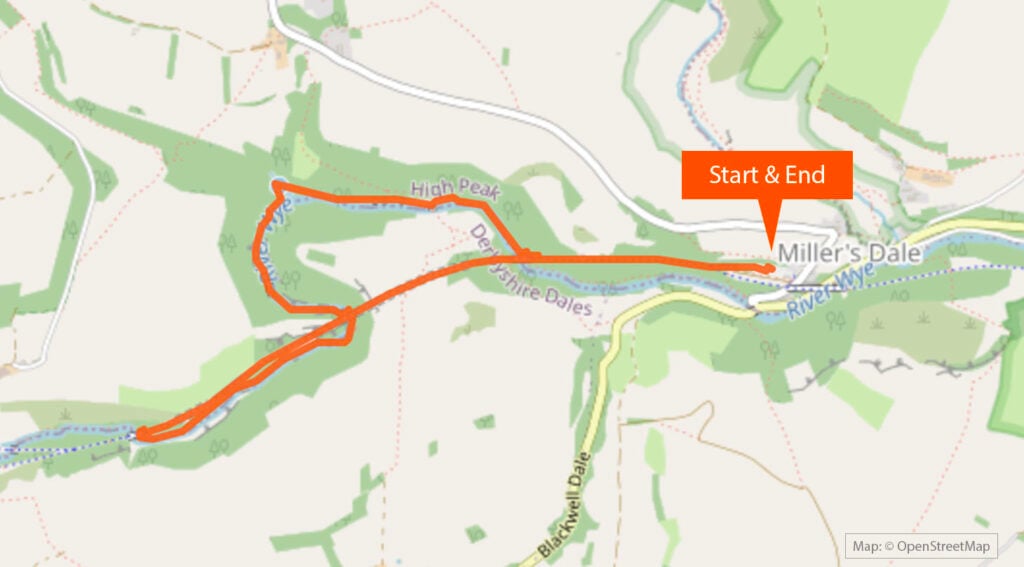 Millers Dale to both sets of Chee Dale Stepping Stones (Circular)