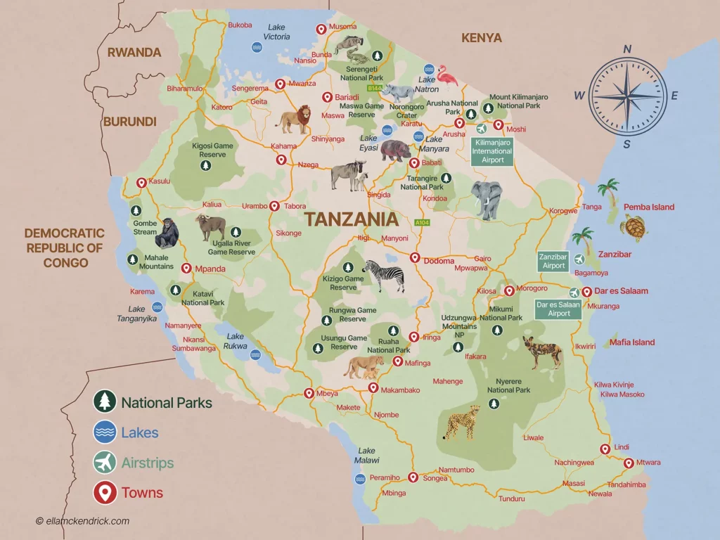 Tanzania Safari Map