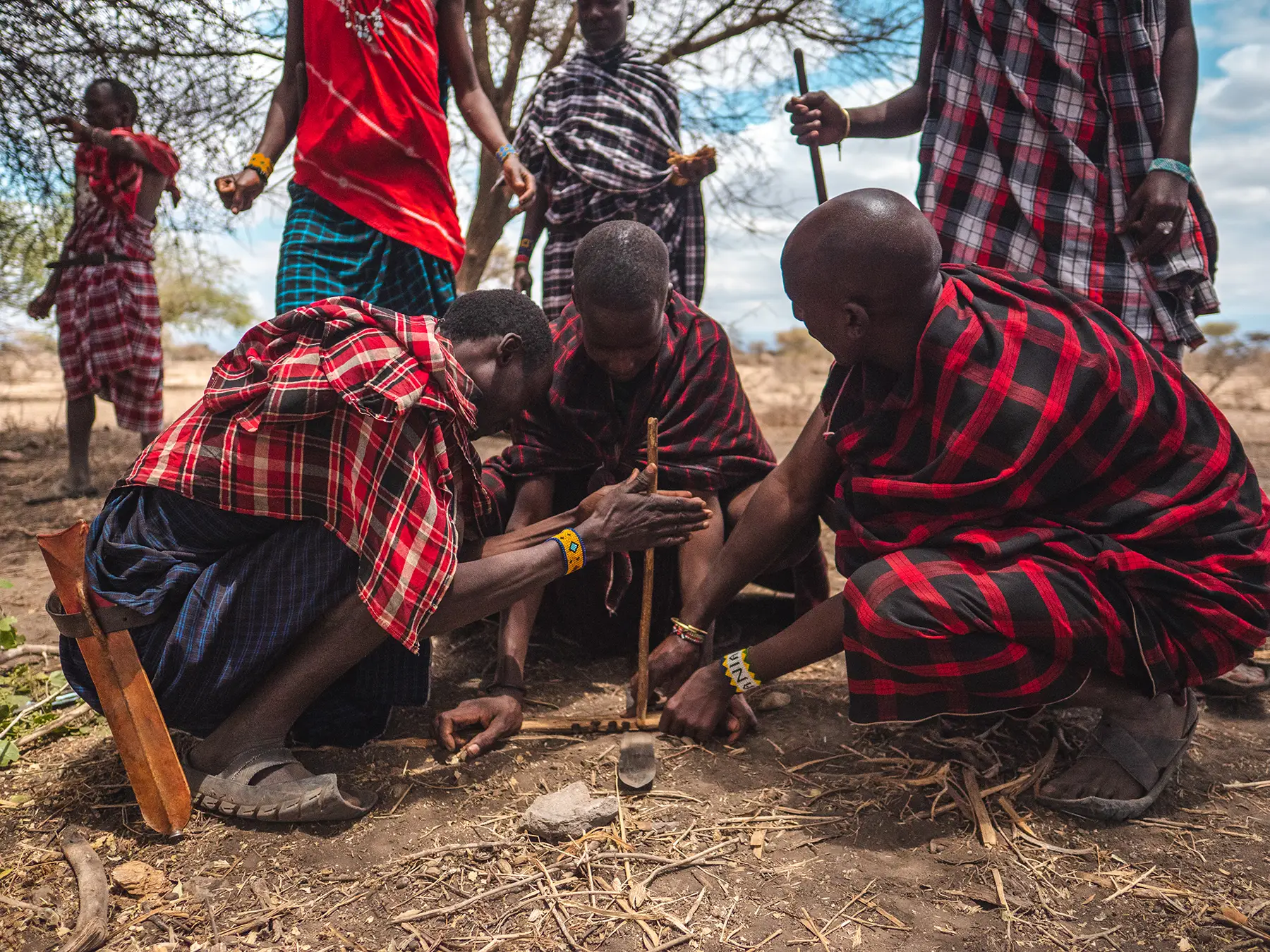 The Maasai showing me how they make fire
