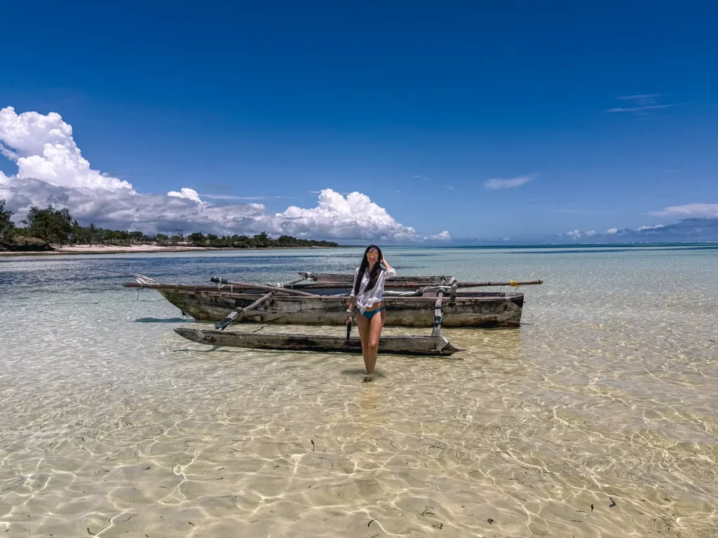 Ella McKendrick enjoying the crystal clear waters of Zanzibar