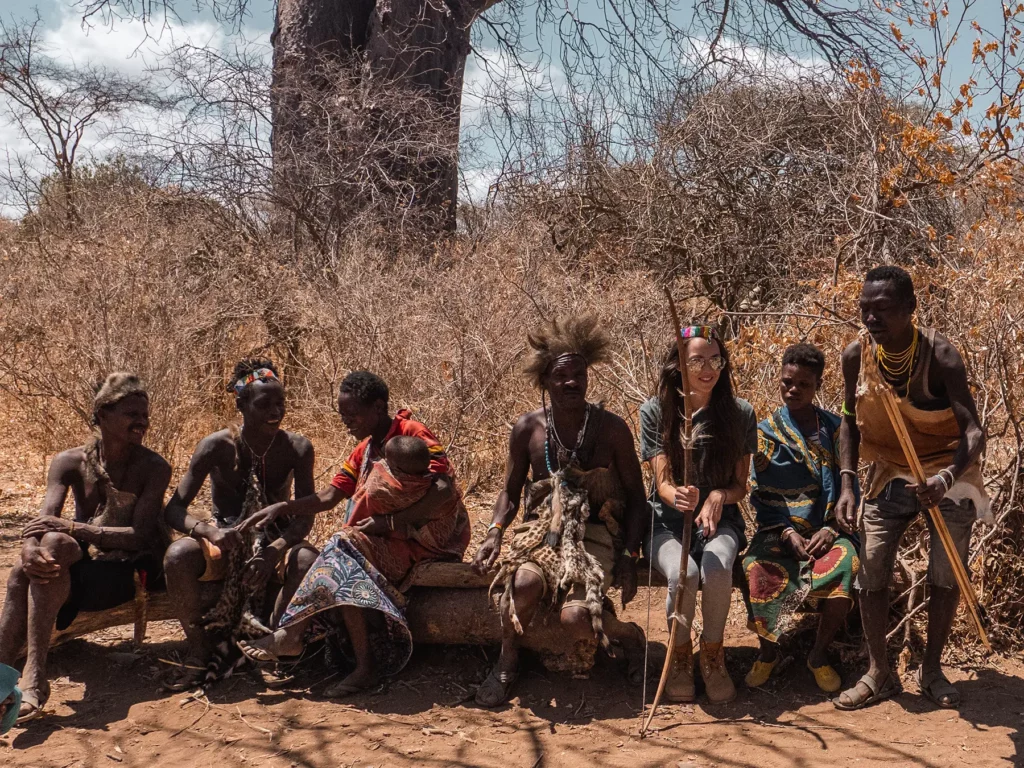 Ella Mckendrick with Hadzabe Tribe in Tanzania