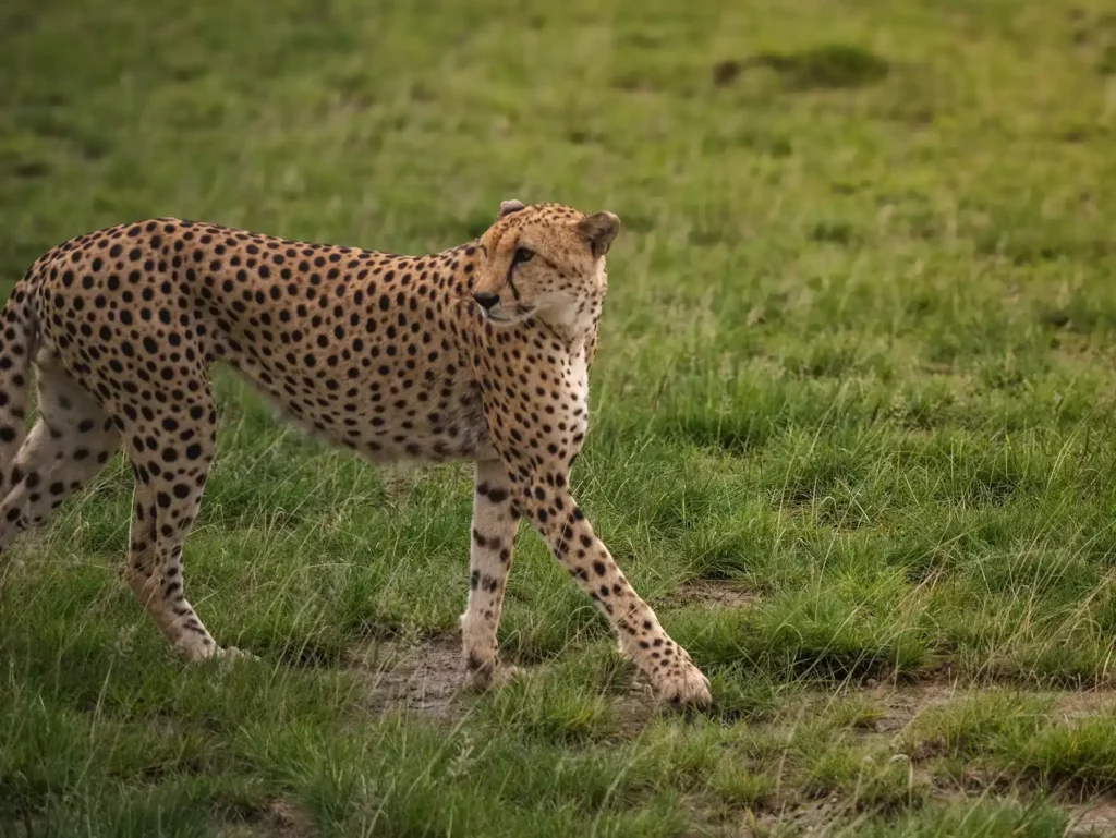 Male cheetah on the hunt in Amboseli National Park