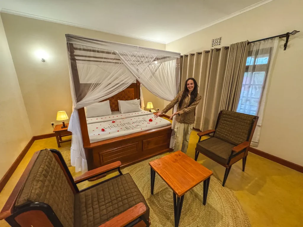Ella Mckendrick hotel room in Arusha, Tanzania