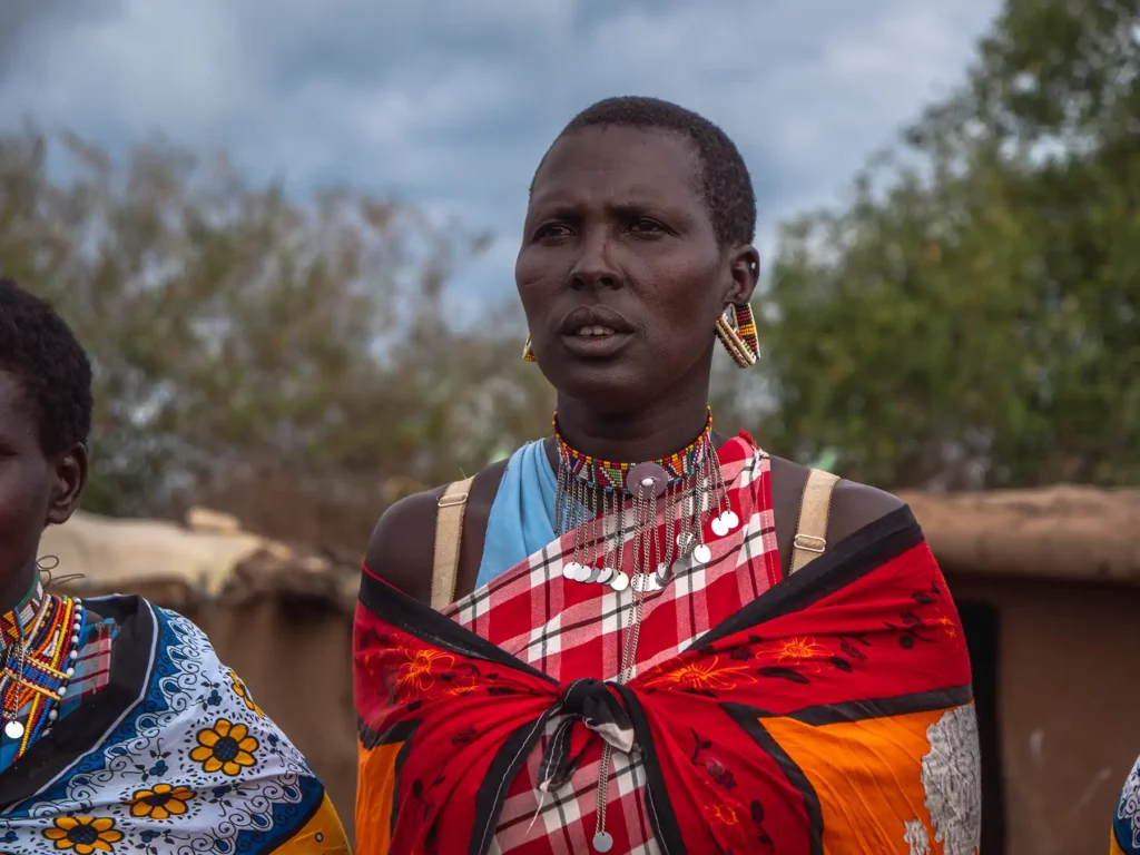 Maasai women in traditional outfit - near the Masai Mara, Kenya