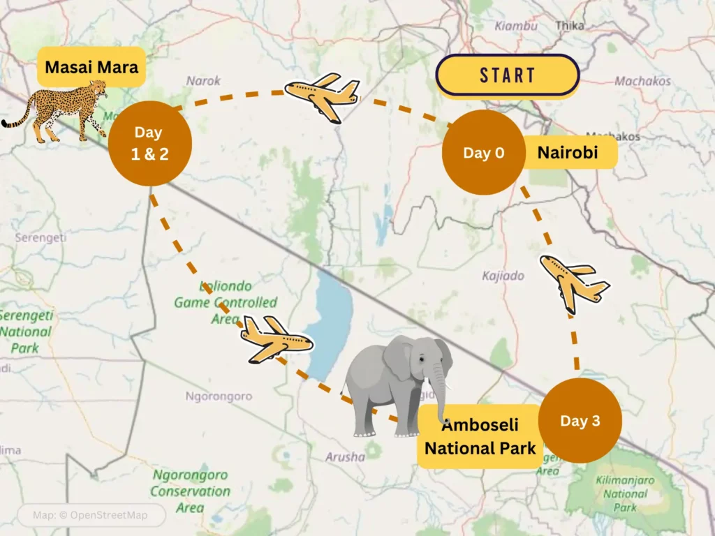 3-Day Kenya highlights fly-in safari itinerary