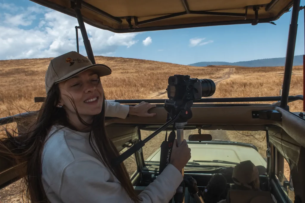 ella mckendrick on photography safari in ngorongoro crater, tanzania