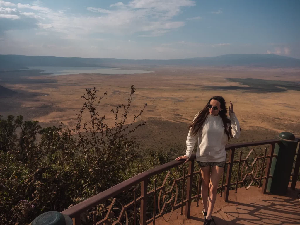 Ella Mckendrick on rim of ngorongoro crater