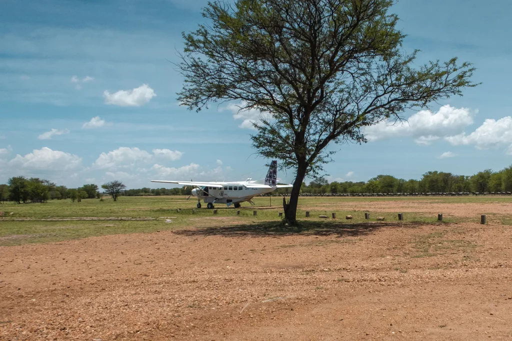 Small safari plane in Serengeti, Tanzania