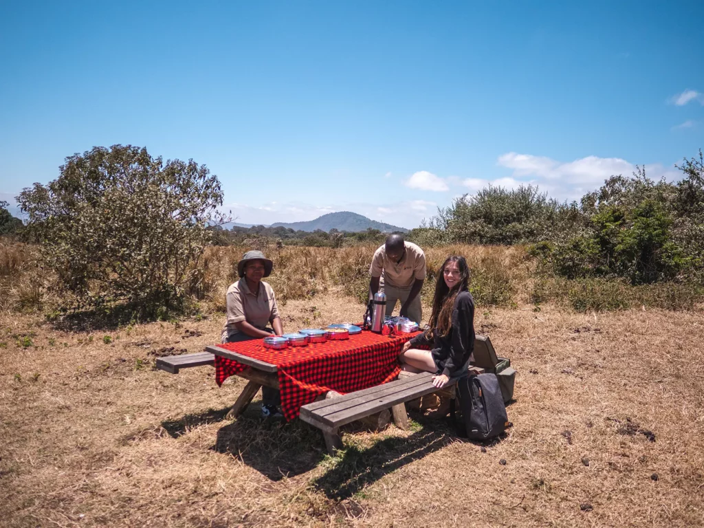 Eating lunch in the Serengeti, Tanzania
