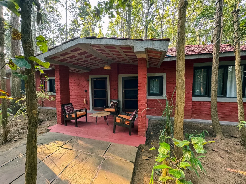 Jungle lodge safari accommodation 5 minutes drive from Kahna Tiger Reserve, India