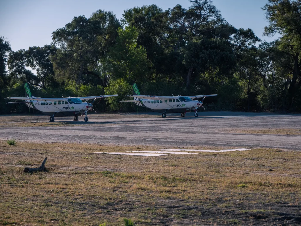 Two safari bush planes in Moremi, Botswana