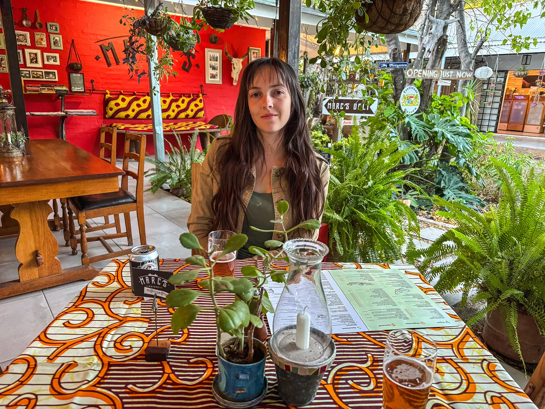 Ella McKendrick at Marc's Eatery in Maun, Botswana